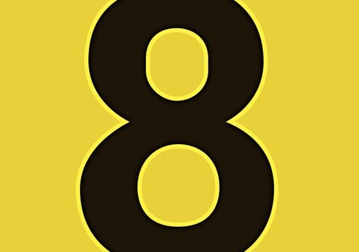 ８番出口 アプリアイコン、黒地に黄色の8の数字