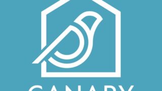 賃貸物件検索カナリー(Canary)アプリのアイコン画像。青緑色の背景に白い家と鳥のロゴ、CANARYの文字