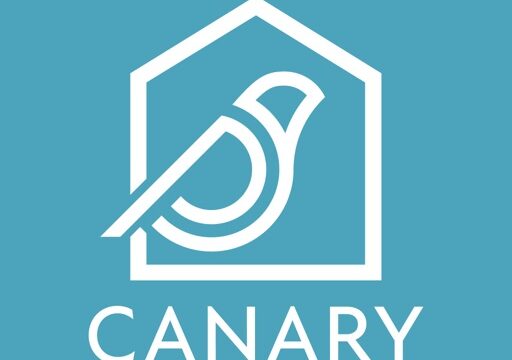 賃貸物件検索カナリー(Canary)アプリのアイコン画像。青緑色の背景に白い家と鳥のロゴ、CANARYの文字