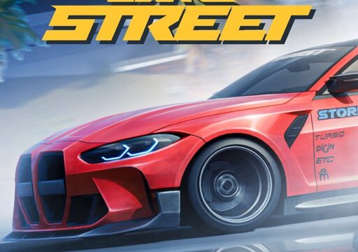 CarX Streetのタイトルロゴと赤いカスタムマシン