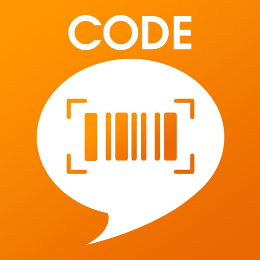CODEアプリのアイコン。吹き出しとバーコードのイラストにCODEのロゴ文字