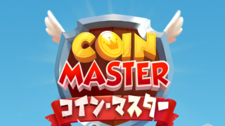 Coin Master(コインマスター)のタイトルロゴ、金貨袋の紋章とバイキングの盾デザイン