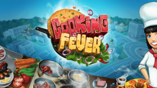 クッキングフィーバー(Cooking Fever)の公式タイトルロゴバナー、料理人キャラクターと共に表示