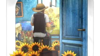 脱出ゲーム 1888 ~アルルの部屋からの脱出~ アプリアイコン ゴッホと向日葵とアトリエのイラスト
