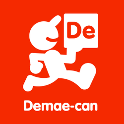 出前館のキャラクターロゴとDemae-canのロゴタイプ