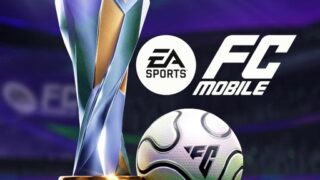 EA SPORTS FC MOBILEのアプリアイコン（トロフィーとボールのイラスト）