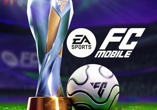 EA SPORTS FC MOBILEのアプリアイコン（トロフィーとボールのイラスト）