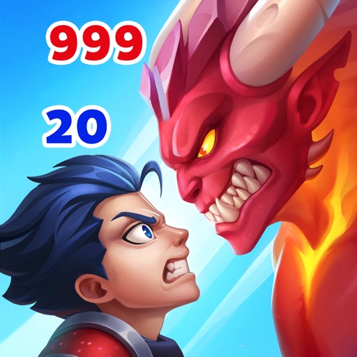Hero Wars: Allianceのアプリアイコン。主人公と赤い悪魔ボスが対峙するイラスト