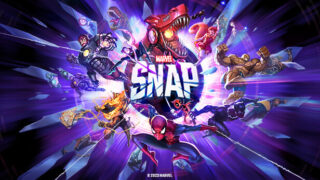 MARVEL SNAP(マーベル・スナップ)のタイトルロゴとマーベルキャラクターが集結したキービジュアル