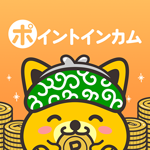 Point Incomeのロゴとマスコットキャラクター（縞々の頭巾をつけた猫）