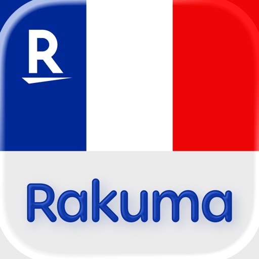 ラクマのアプリアイコン。フランス国旗カラーとRakumaのロゴが描かれている