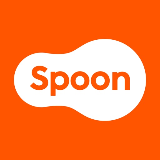 Spoon(スプーン)：LIVE&PODNOVELのアプリアイコン、オレンジ背景に白いSpoonロゴ