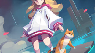 少女と猫のイラストと「TIMELIE」のロゴが描かれたキーアート