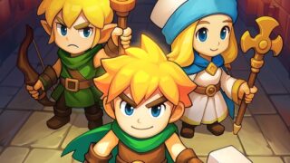 トップヒーローズ（Top Heroes）のアプリアイコン、弓使いと剣士と回復役のヒーロー3人