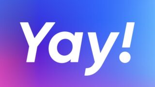 Yay!(イェイ)アプリのアイコン画像。青紫のグラデーション背景に白抜きで「Yay!」のロゴが表示されている