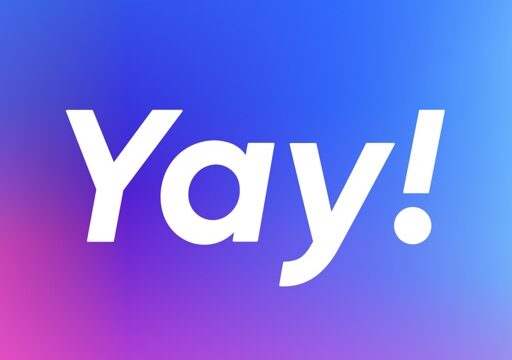 Yay!(イェイ)アプリのアイコン画像。青紫のグラデーション背景に白抜きで「Yay!」のロゴが表示されている